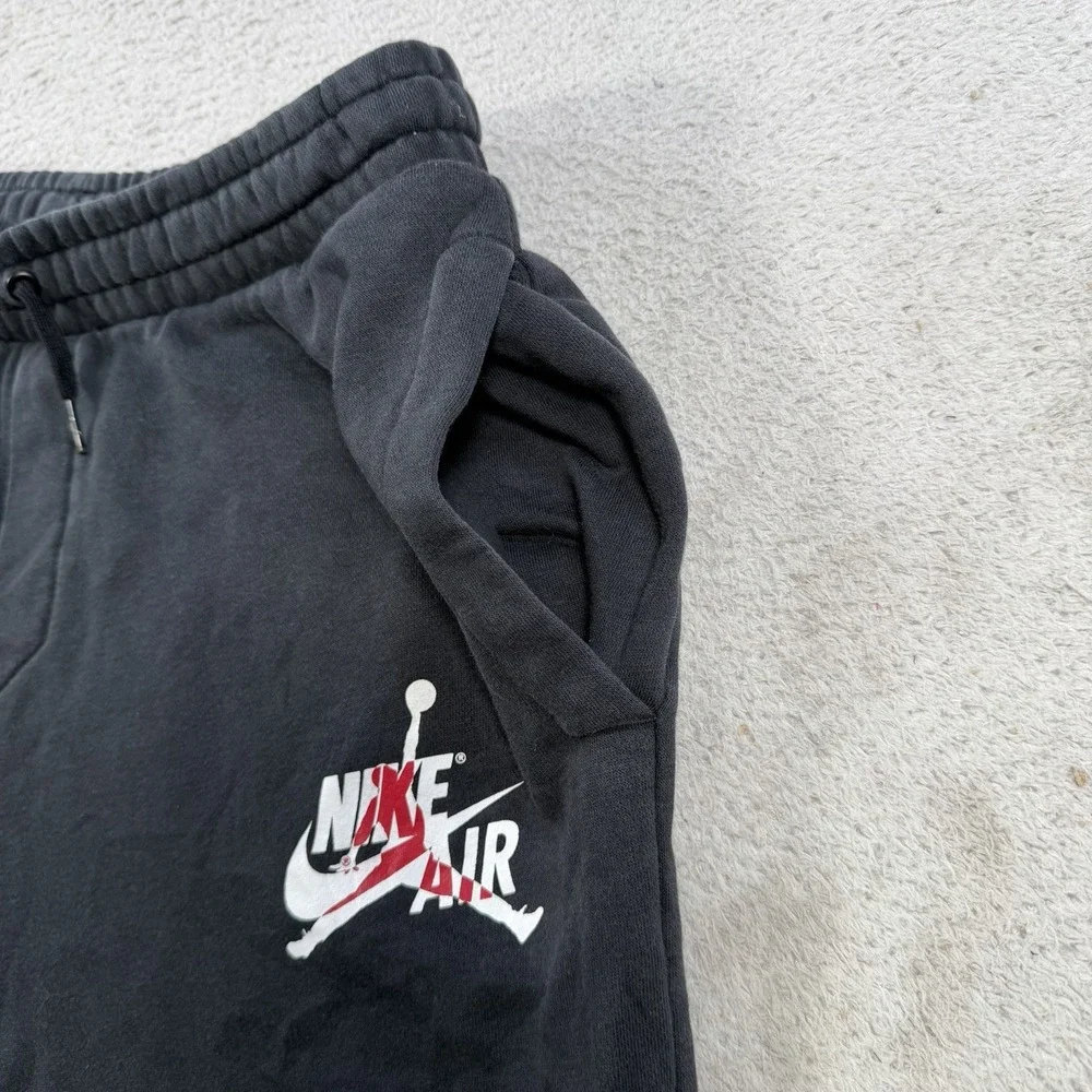 Nike Air Jordan Joggers Men Large Black Fleece Drawstring Sweatpants Jumpman Gym